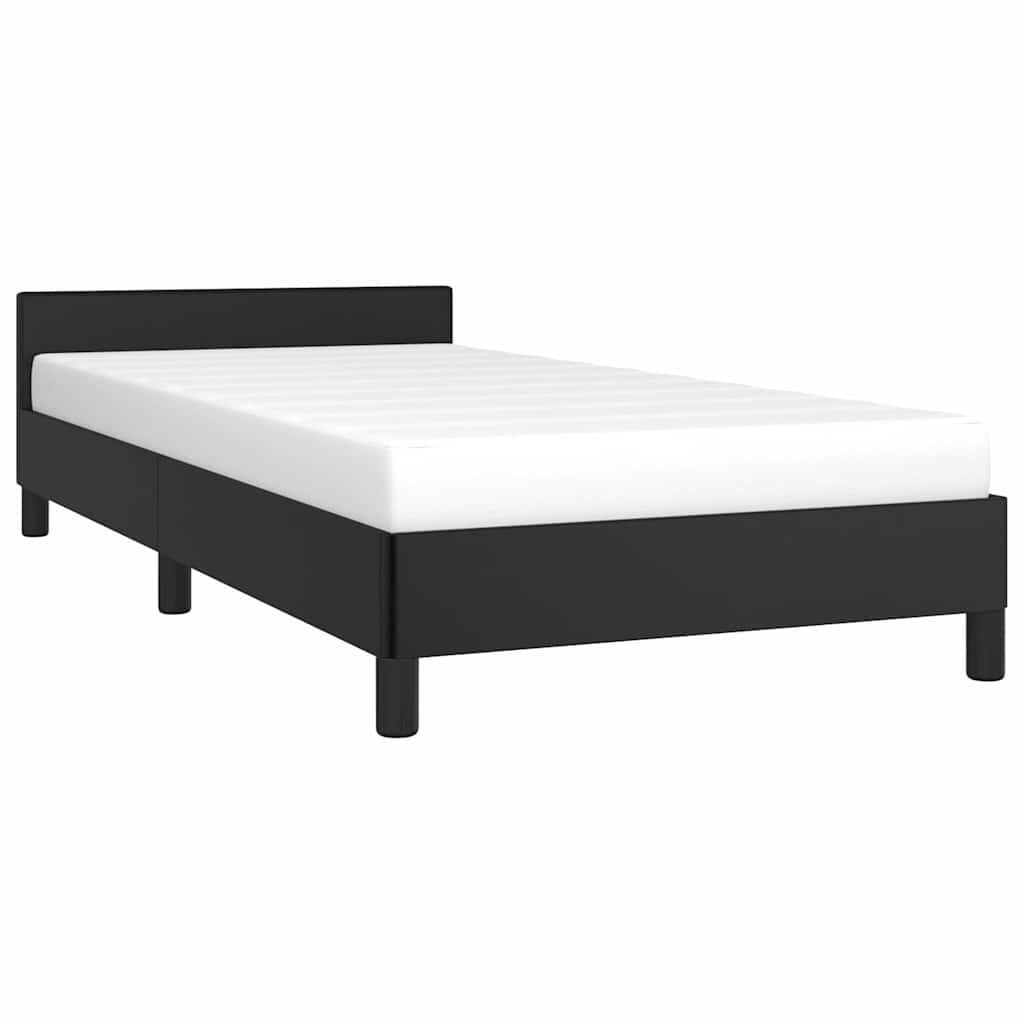 Fekete ágykeret fejtámlával matrac nélkül 100x200 cm 3