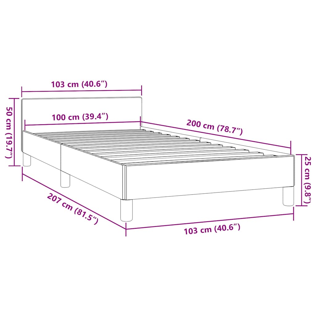 Fekete ágykeret fejtámlával matrac nélkül 100x200 cm 9