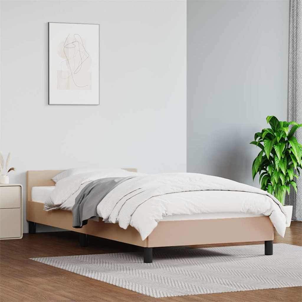 Kávészínű ágykeret fejtámlával matrac nélkül 100x200 cm
