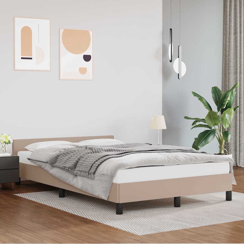 Kávészínű ágykeret fejtámlával matrac nélkül 140x200 cm