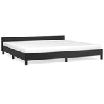 Fekete ágykeret fejtámlával matrac nélkül 200x200 cm 2