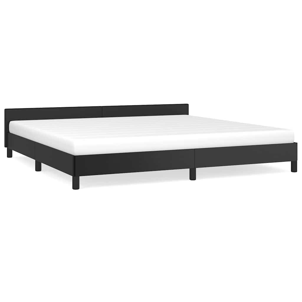 Fekete ágykeret fejtámlával matrac nélkül 200x200 cm 2