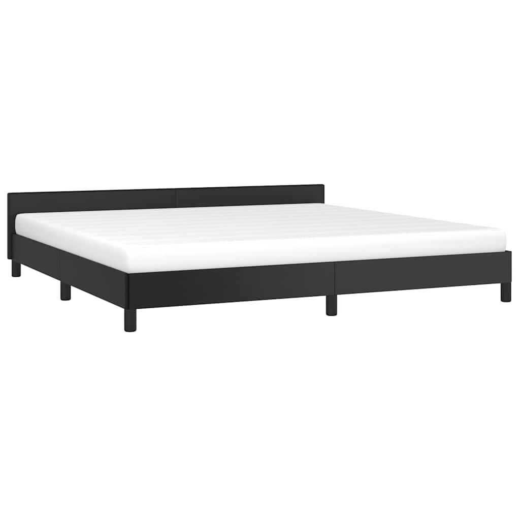 Fekete ágykeret fejtámlával matrac nélkül 200x200 cm 3