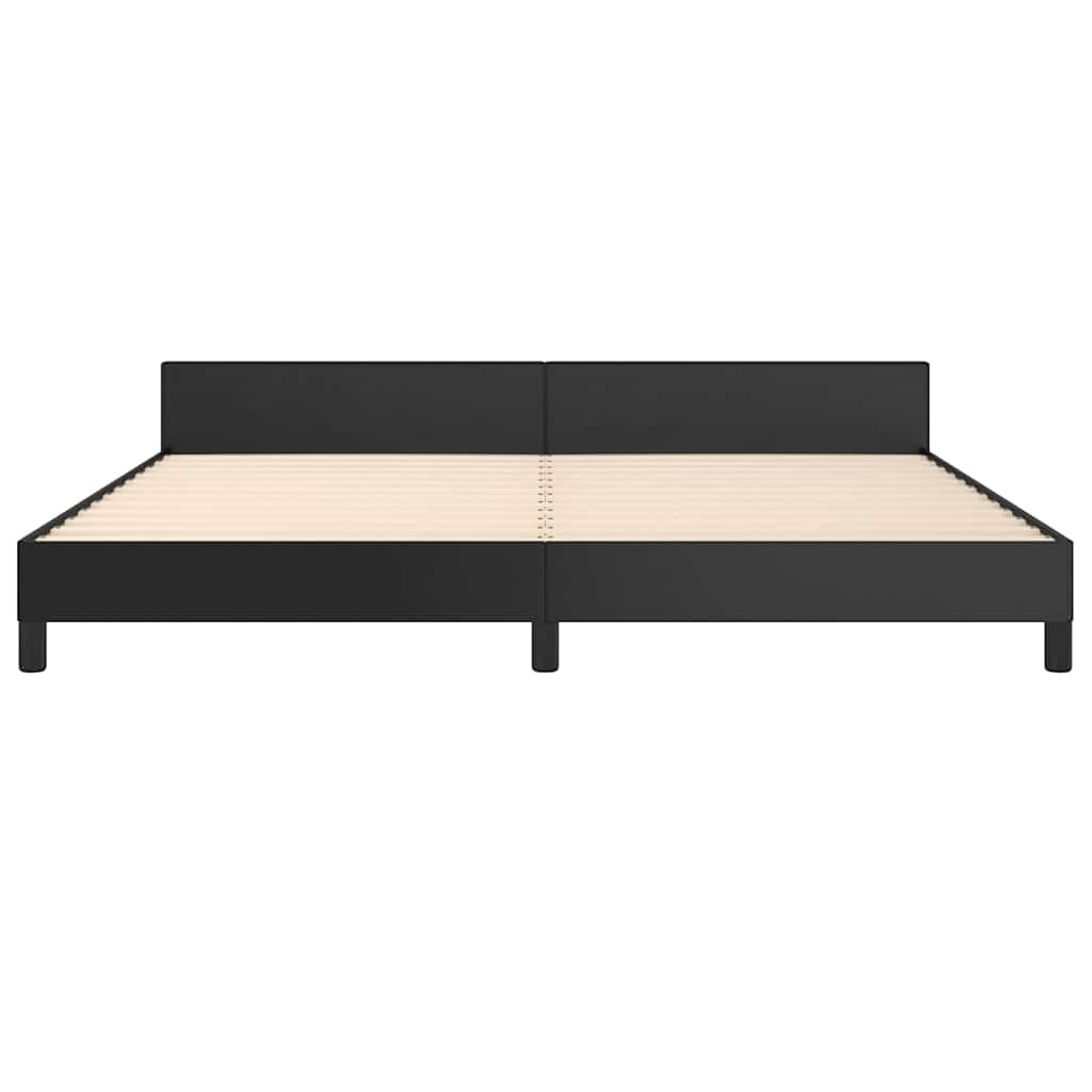 Fekete ágykeret fejtámlával matrac nélkül 200x200 cm 5