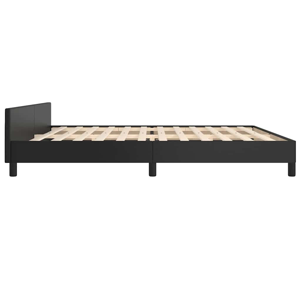 Fekete ágykeret fejtámlával matrac nélkül 200x200 cm 6