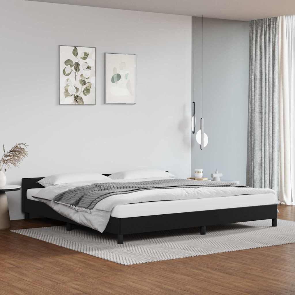 Fekete ágykeret fejtámlával matrac nélkül 200x200 cm