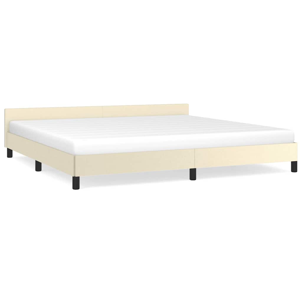 Krémszínű ágykeret fejtámlával matrac nélkül 200x200 cm 2