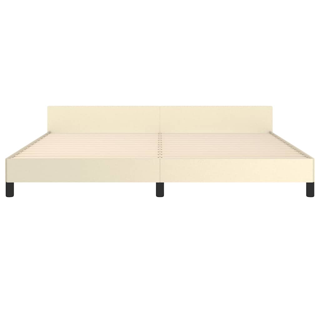 Krémszínű ágykeret fejtámlával matrac nélkül 200x200 cm 5