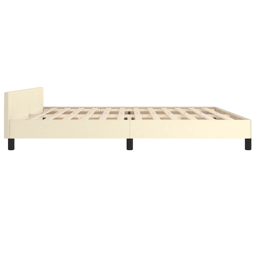 Krémszínű ágykeret fejtámlával matrac nélkül 200x200 cm 6