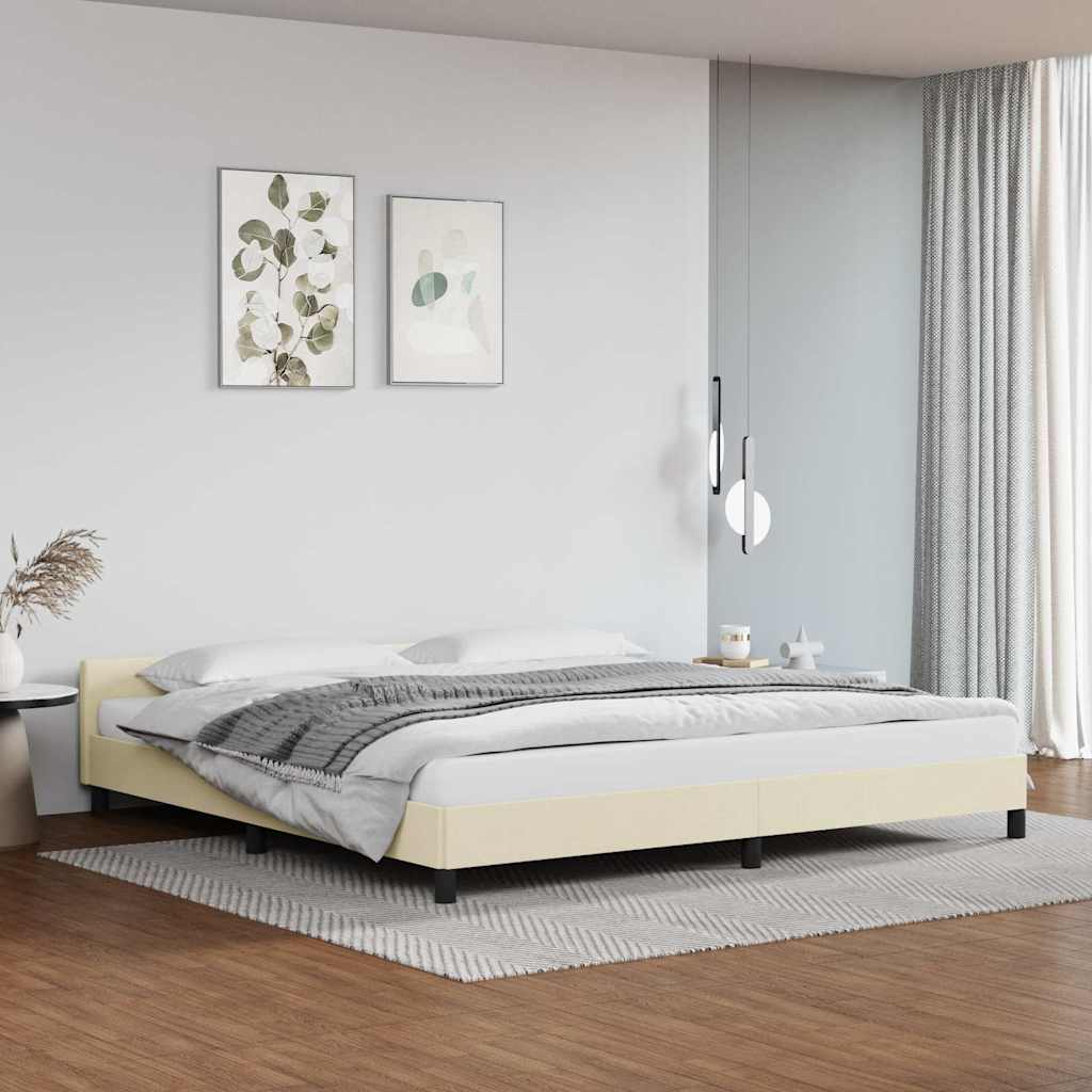 Krémszínű ágykeret fejtámlával matrac nélkül 200x200 cm
