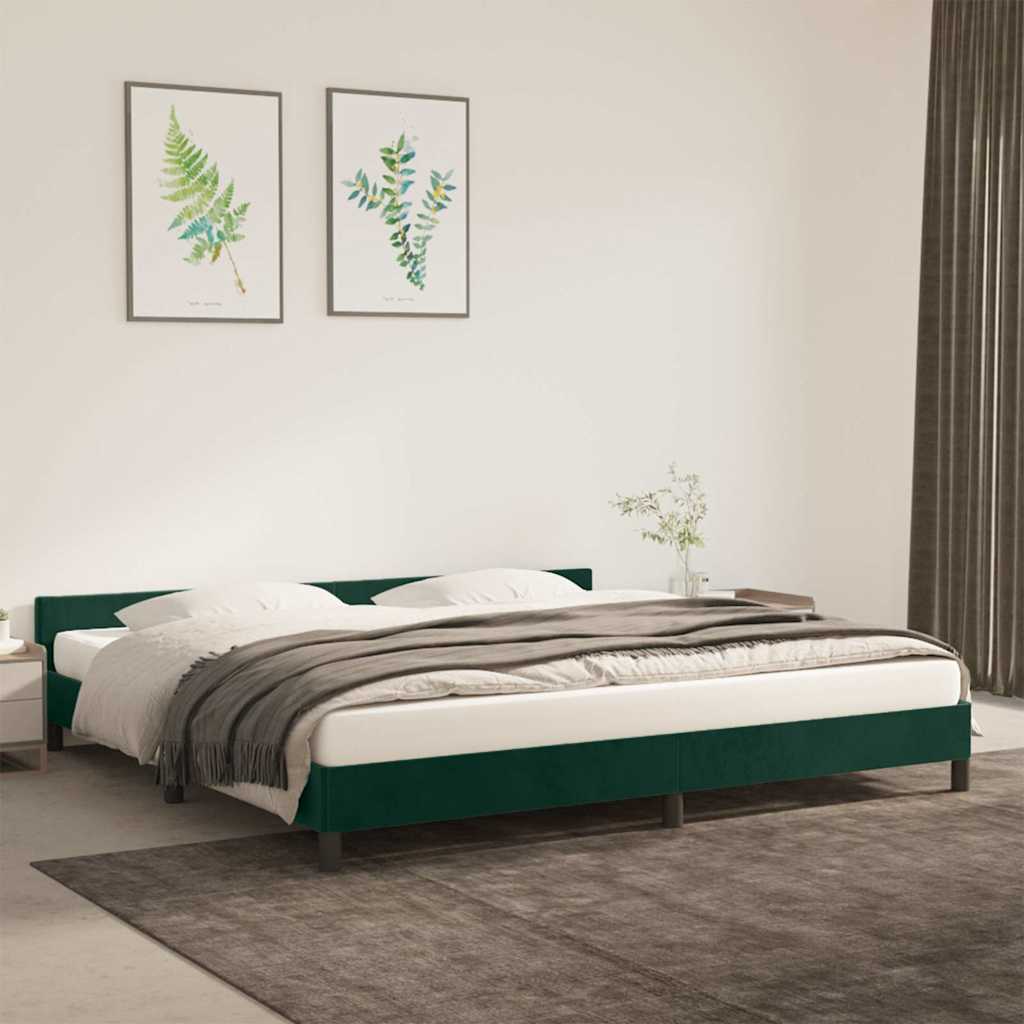 Sötétzöld bársony ágykeret matrac nélkül 200x200 cm