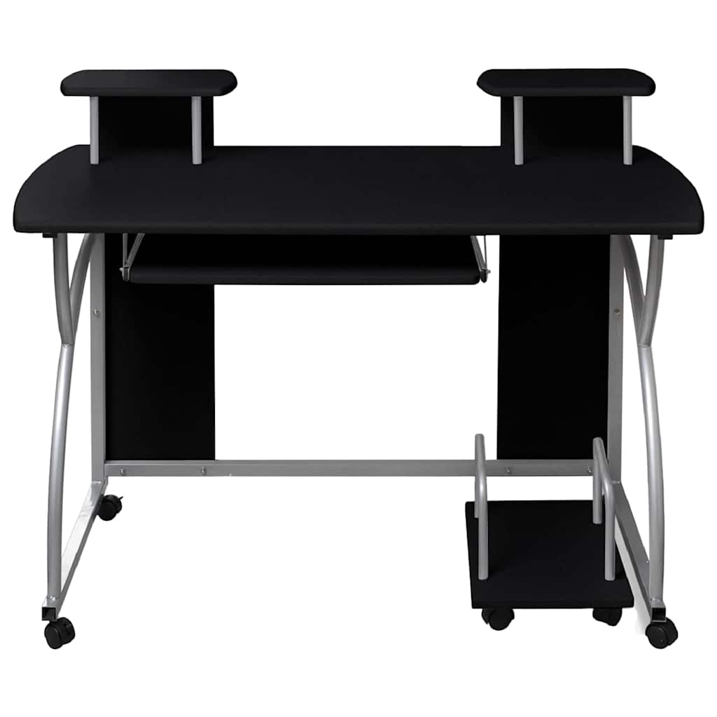 Fekete szerelt fa számítógépasztal 110 x 52 x 88,5 cm 2
