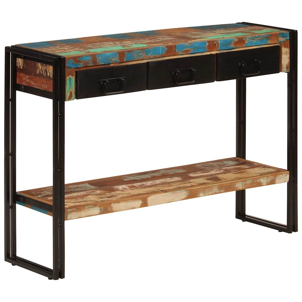Tömör újrahasznosított fa tálalóasztal 110x30x76 cm 11