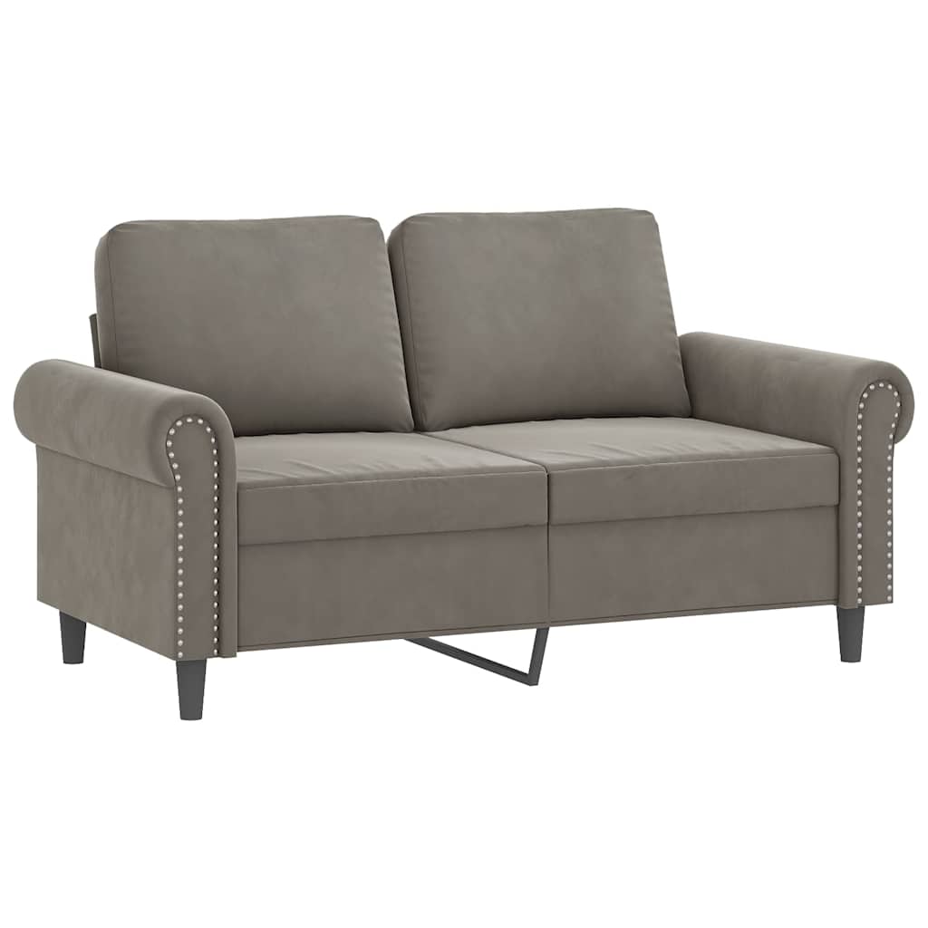 Kétszemélyes világosszürke bársony kanapé 120 cm 2