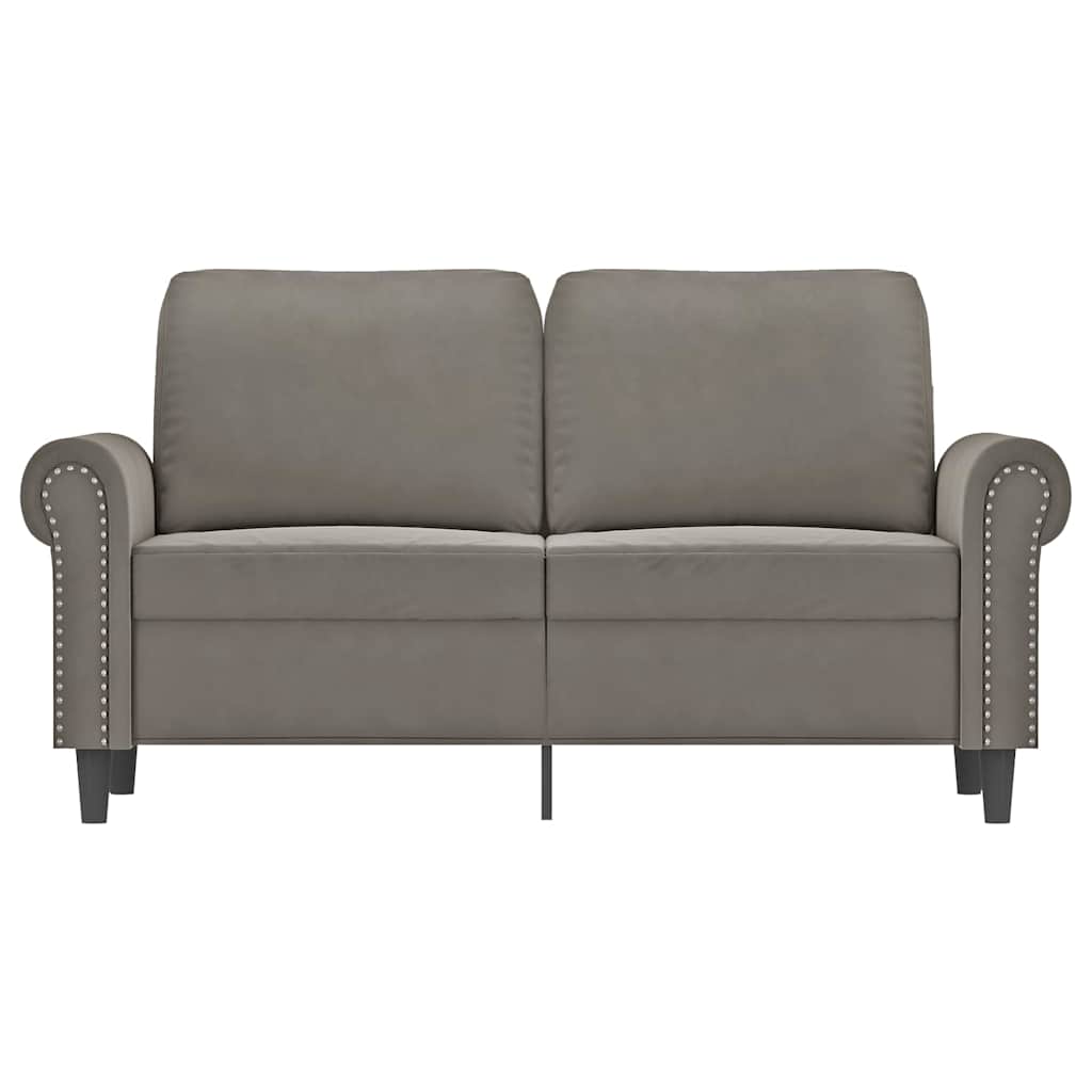 Kétszemélyes világosszürke bársony kanapé 120 cm 3