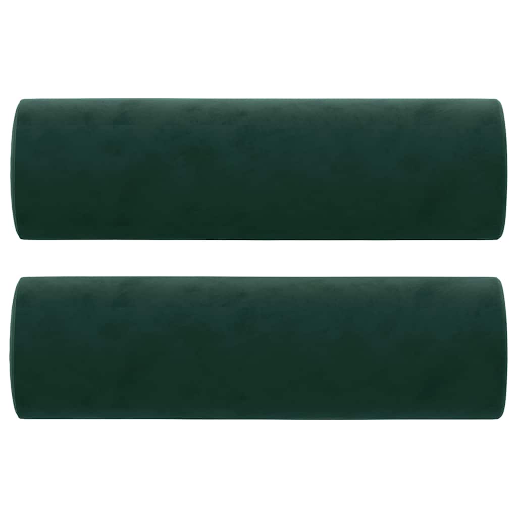 2 db sötétzöld bársony díszpárna Ø15x50 cm 2