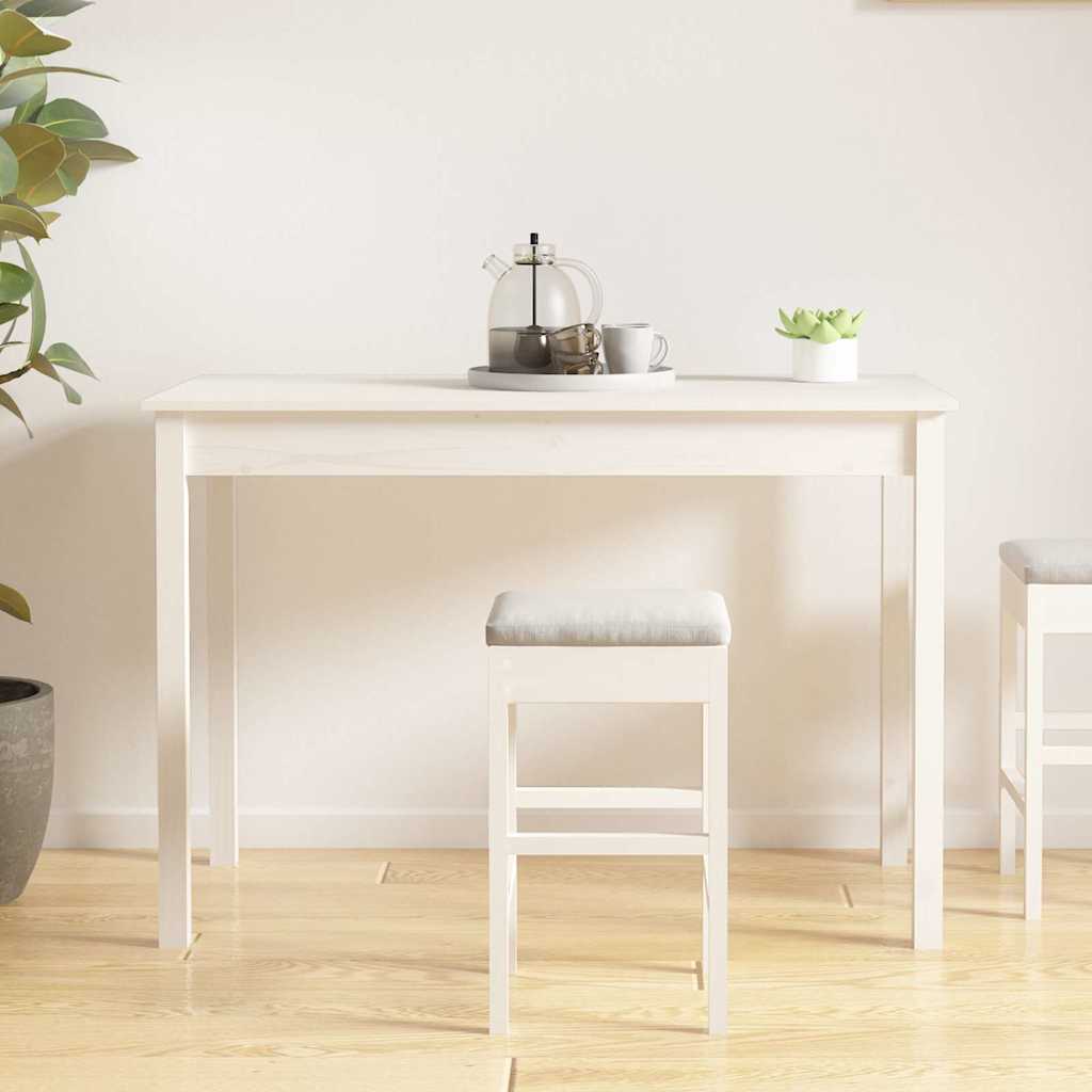 Fehér tömör fenyőfa ebédlőasztal 110 x 55 x 75 cm 5