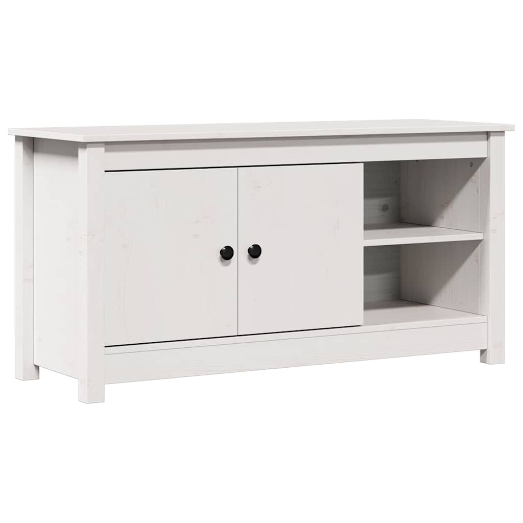 Fehér tömör fenyőfa TV-szekrény 103 x 36,5 x 52 cm 2