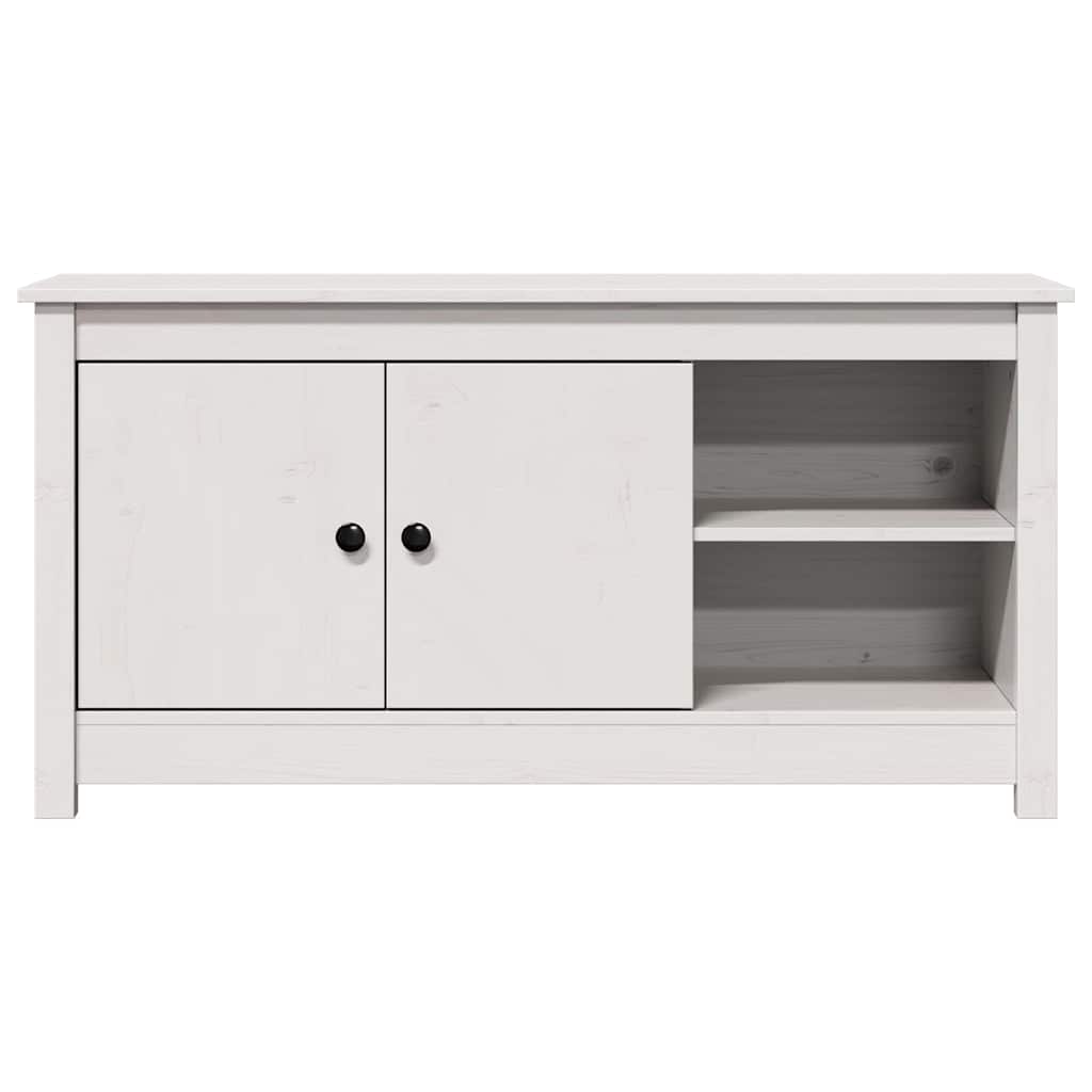 Fehér tömör fenyőfa TV-szekrény 103 x 36,5 x 52 cm 4