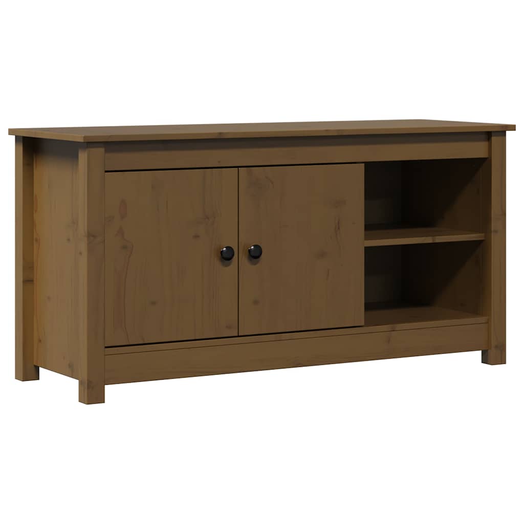 Mézbarna tömör fenyőfa TV-szekrény 103 x 36,5 x 52 cm 2