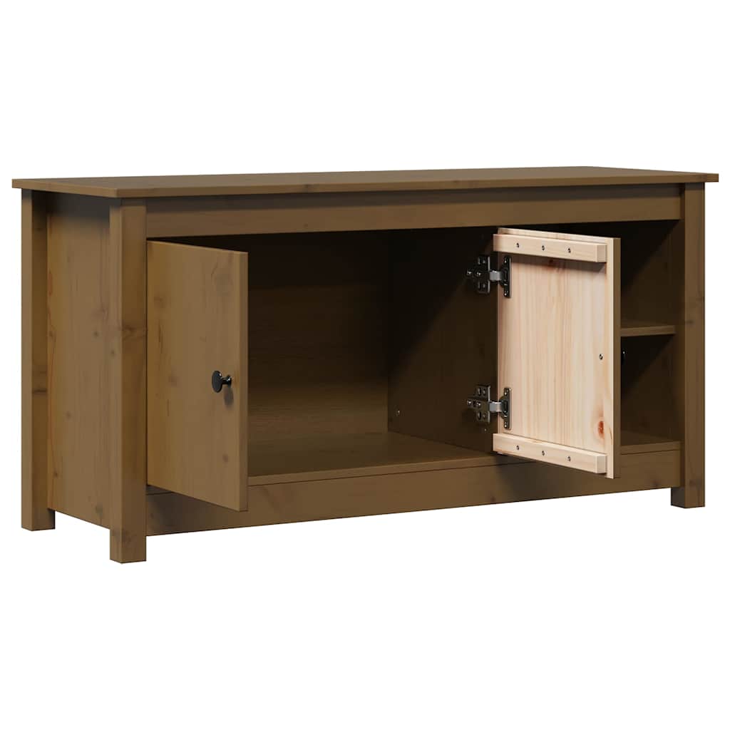 Mézbarna tömör fenyőfa TV-szekrény 103 x 36,5 x 52 cm 5
