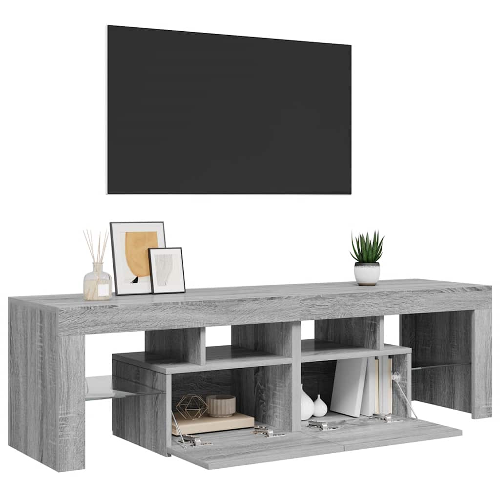 Szürke sonoma színű TV-szekrény LED-világítással 140x36,5x40 cm 6