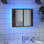 Füstös tölgy szerelt fa tükörszekrény LED-del 80x20,5x64 cm 3