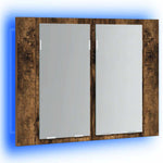 Füstös tölgy szerelt fa tükörszekrény LED-del 80x20,5x64 cm 5