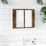 Füstös tölgy szerelt fa tükörszekrény LED-del 80x20,5x64 cm