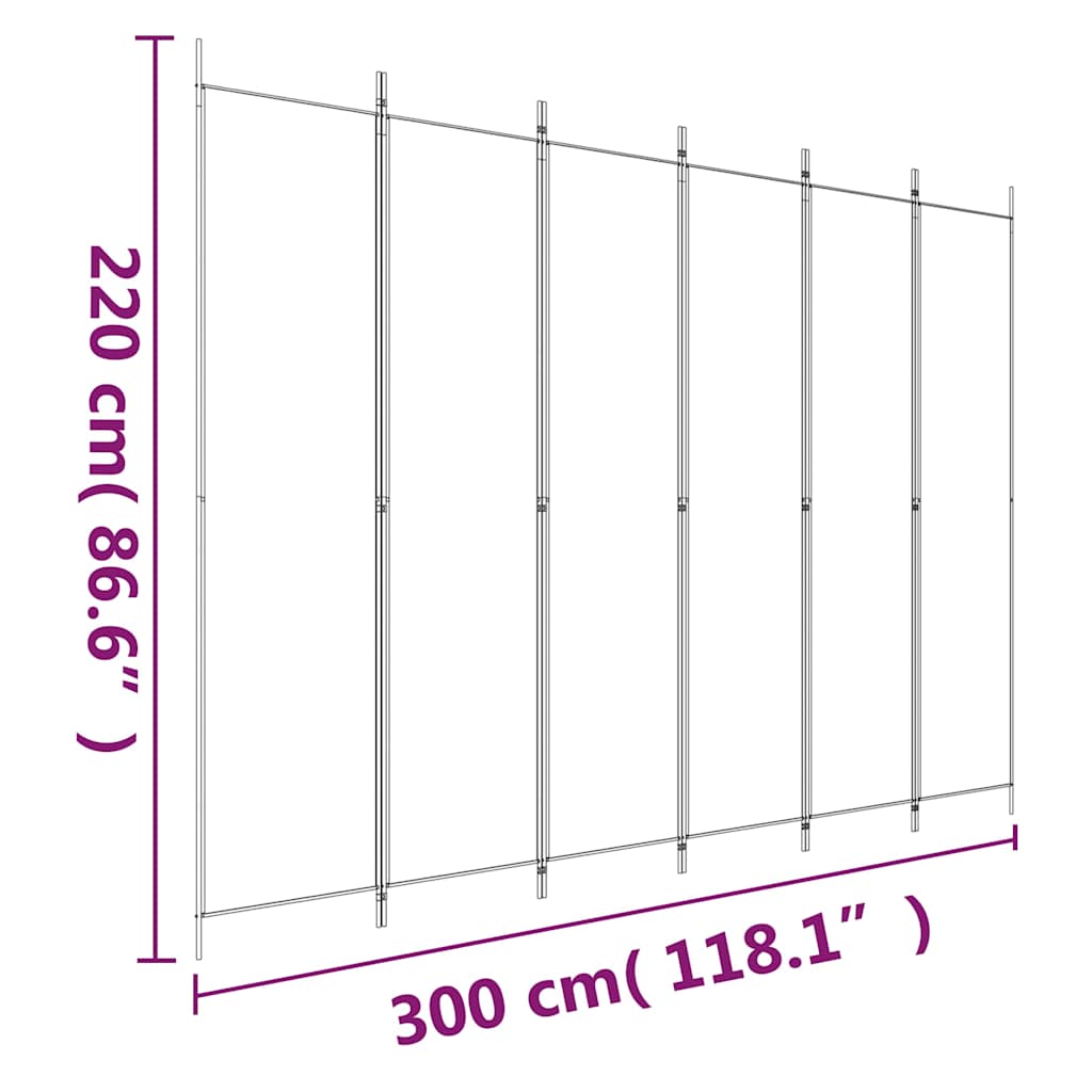 6 paneles fekete szövet térelválasztó 300x220 cm 8