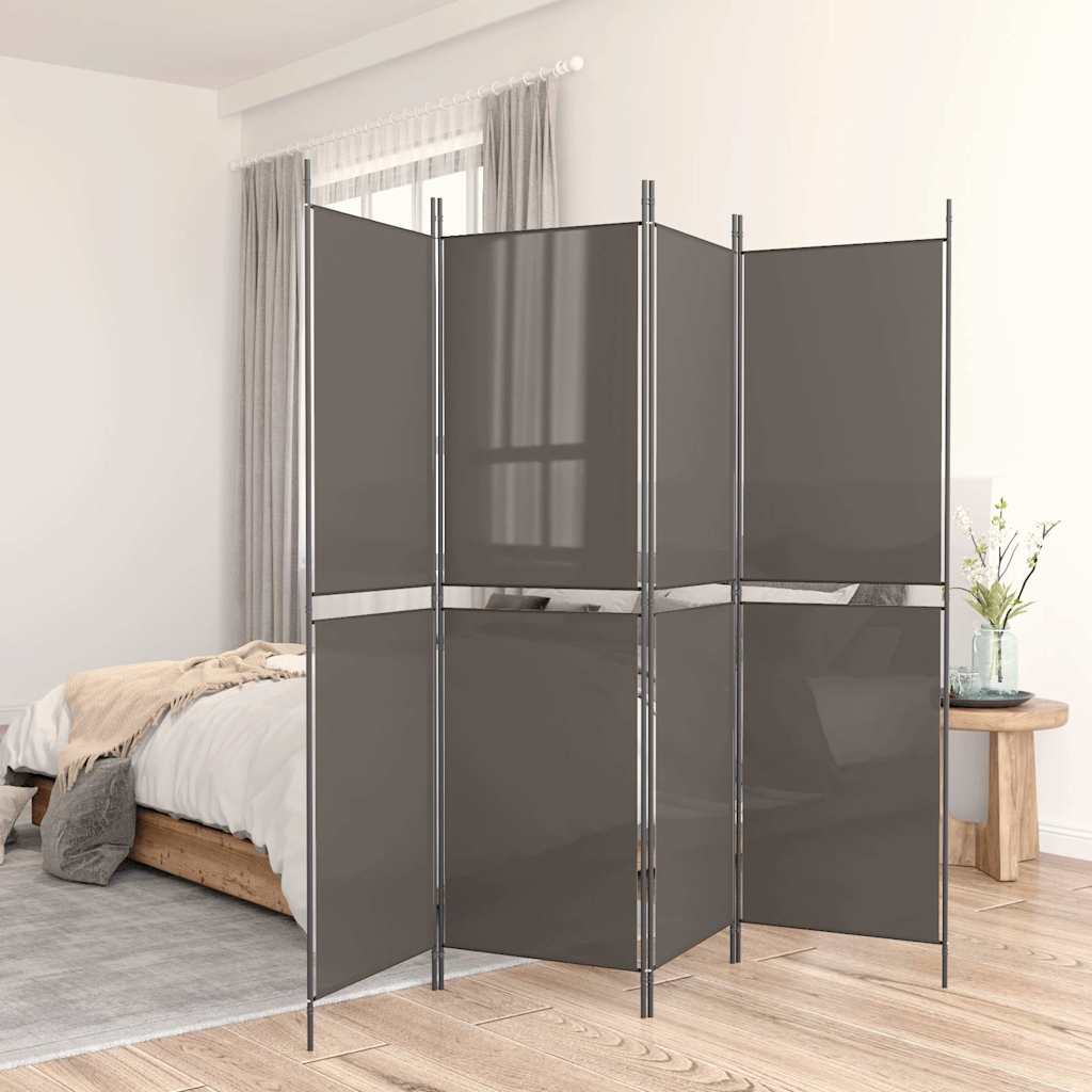 4 paneles antracitszürke szövet térelválasztó 200 x 180 cm