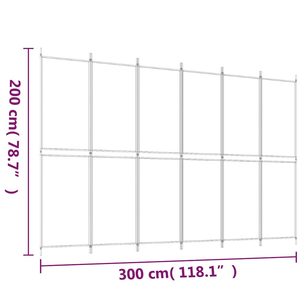 6 paneles fehér szövet térelválasztó 300x200 cm 8