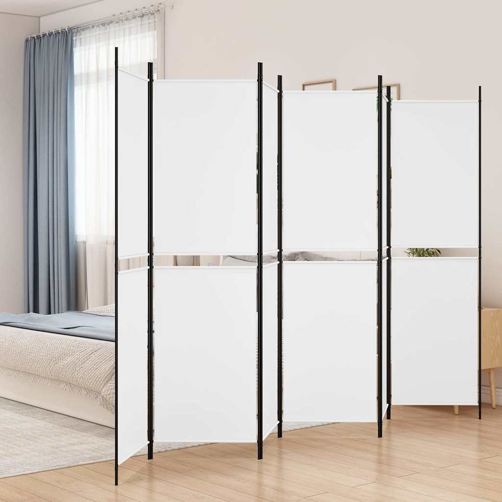 6 paneles fehér szövet térelválasztó 300x200 cm