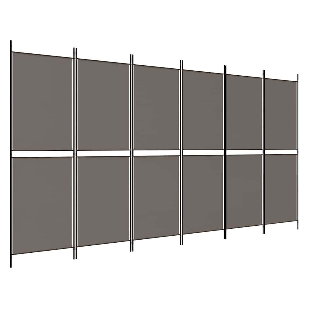 6 paneles antracitszürke szövet térelválasztó 300 x 220 cm 2