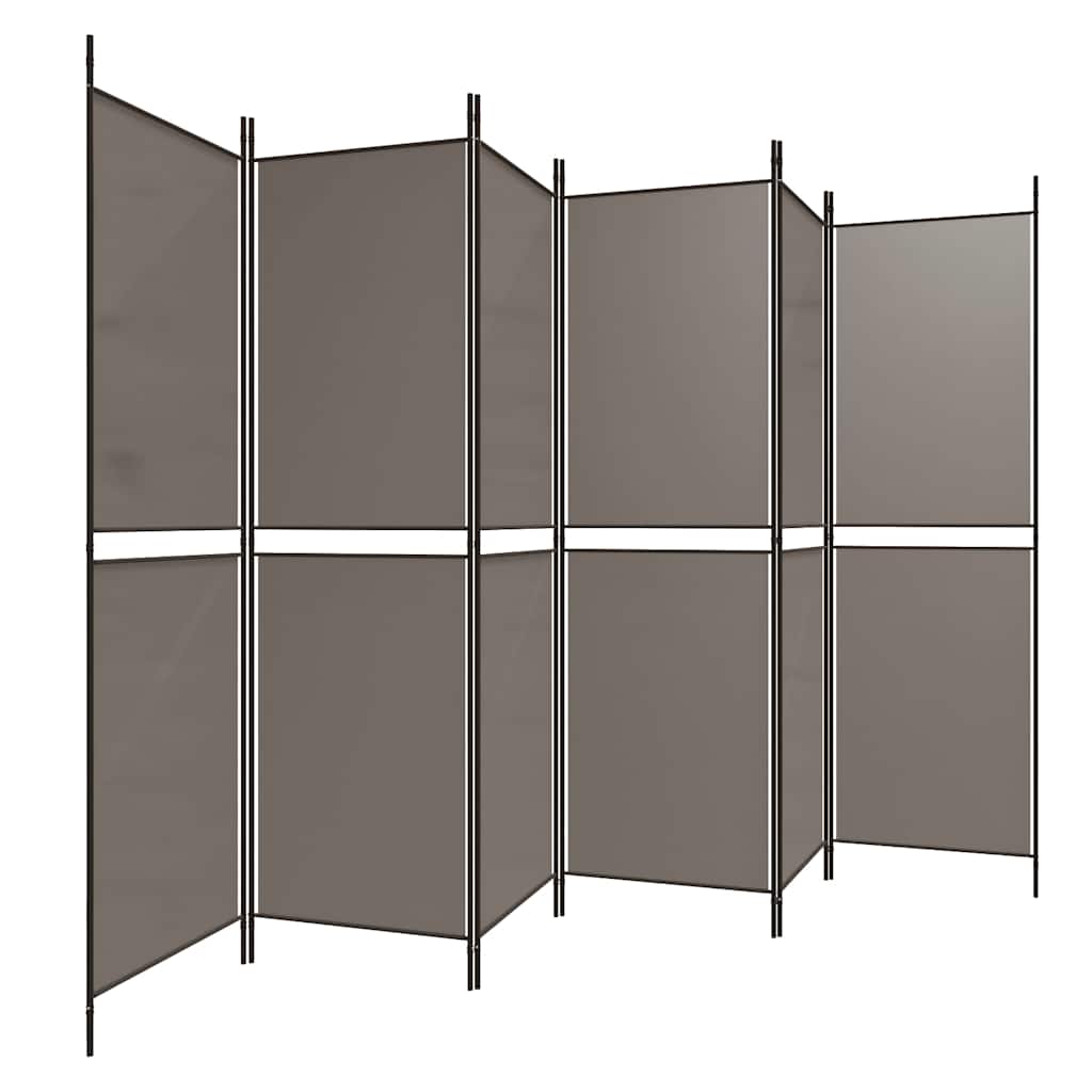6 paneles antracitszürke szövet térelválasztó 300 x 220 cm 4