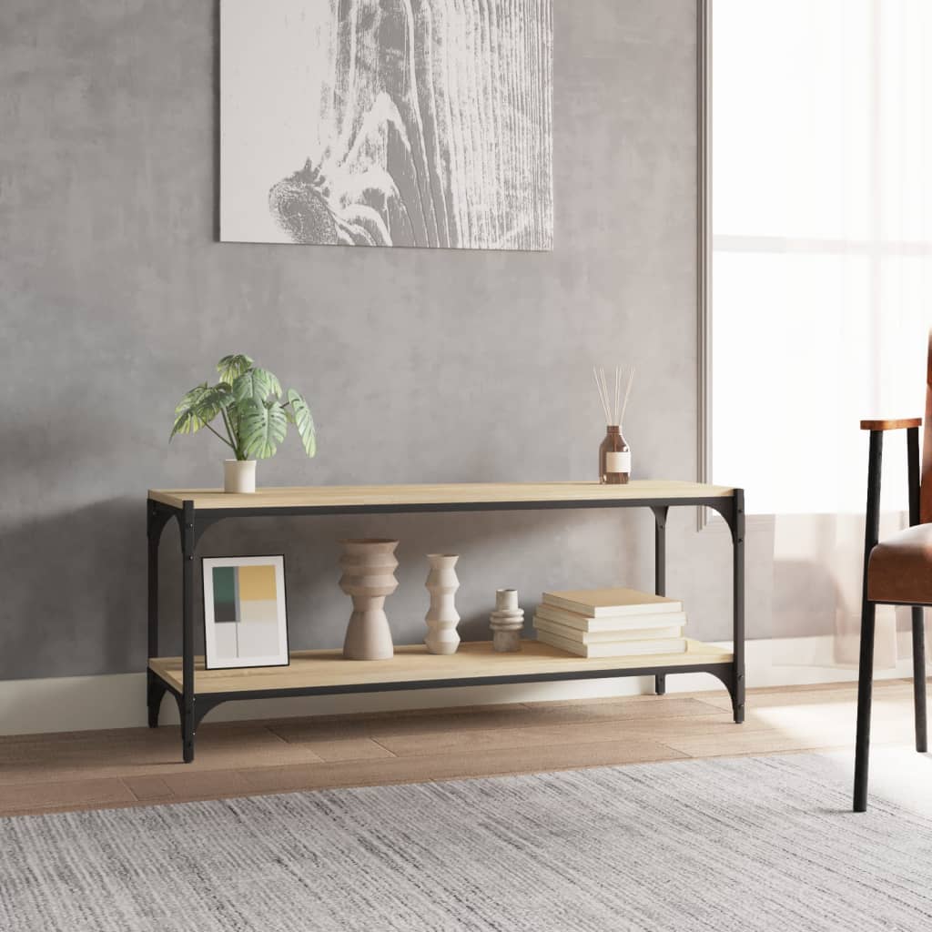Sonoma tölgy színű szerelt fa és acél TV-szekrény 100x33x41 cm 3