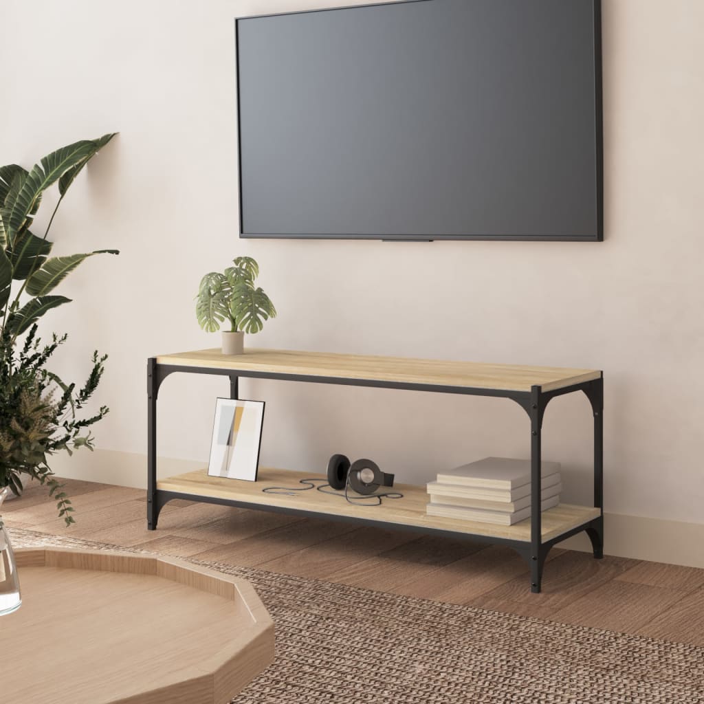 Sonoma tölgy színű szerelt fa és acél TV-szekrény 100x33x41 cm