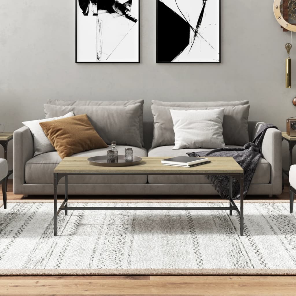 Sonoma tölgy színű szerelt fa dohányzóasztal 100x50x35 cm 3