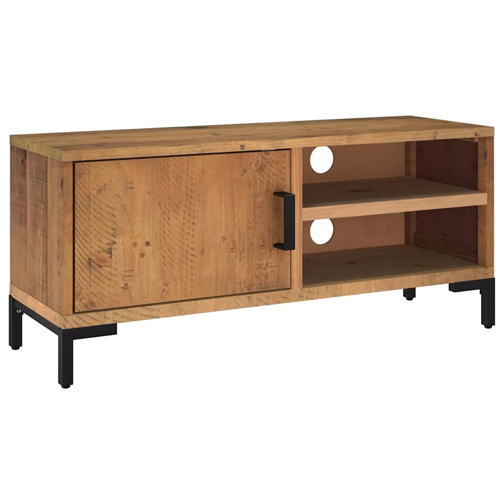 Barna tömör újrahasznosított fenyőfa TV-szekrény 90x30x40 cm 2
