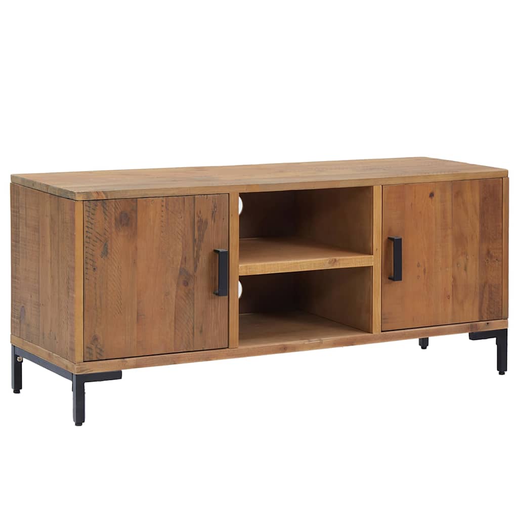 Barna tömör újrahasznosított fenyőfa TV-szekrény 110x35x48 cm 2