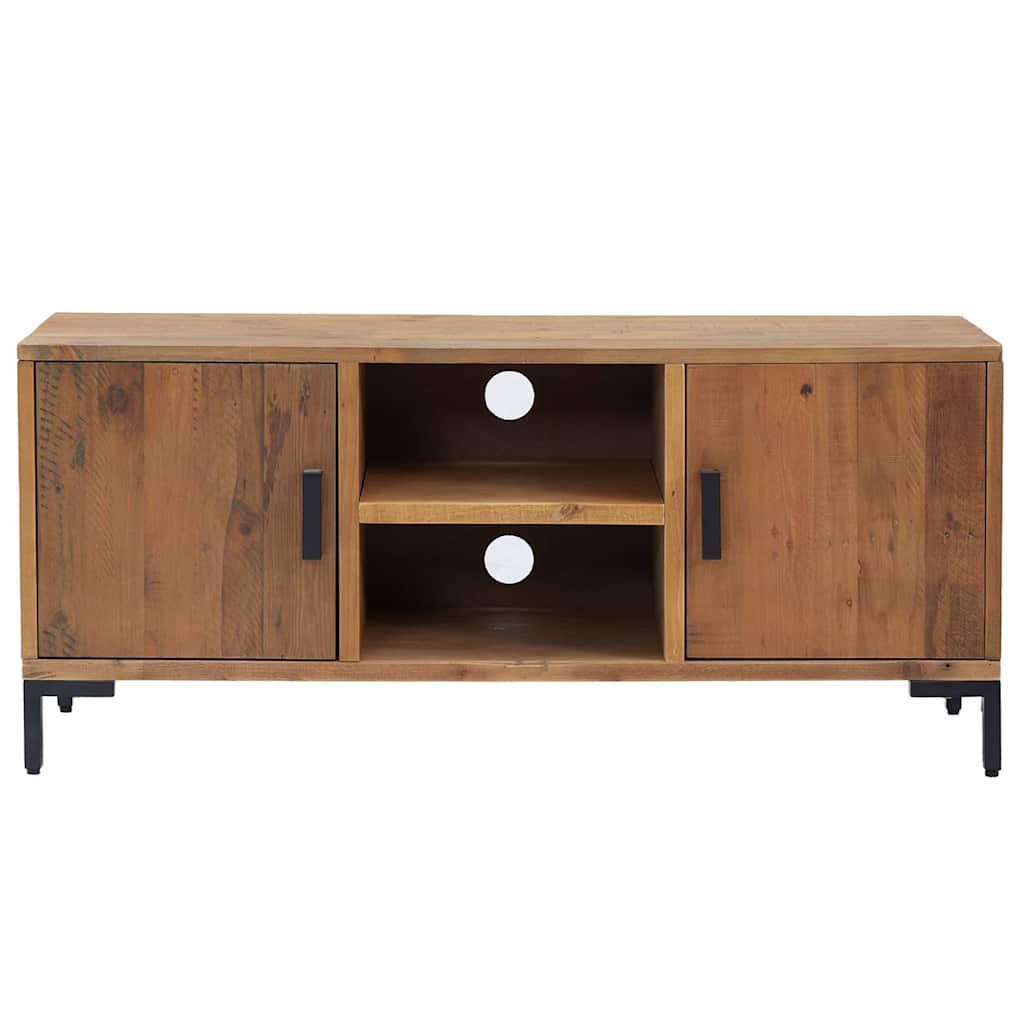 Barna tömör újrahasznosított fenyőfa TV-szekrény 110x35x48 cm 3