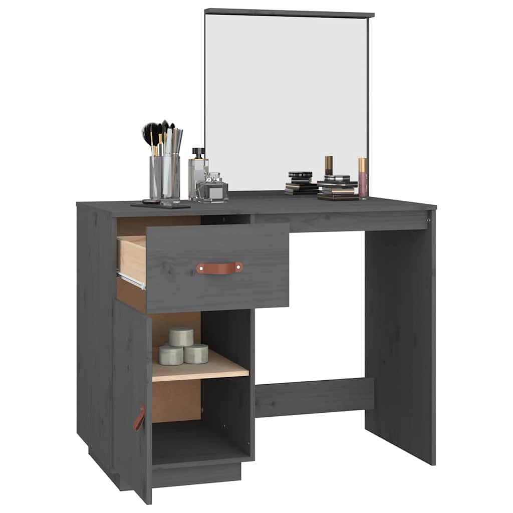 Szürke tömör fenyőfa fésülködőasztal 95 x 50 x 134 cm 5