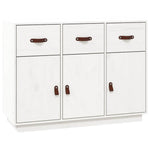 Fehér tömör fenyőfa tálalószekrény 100 x 40 x 75 cm 2