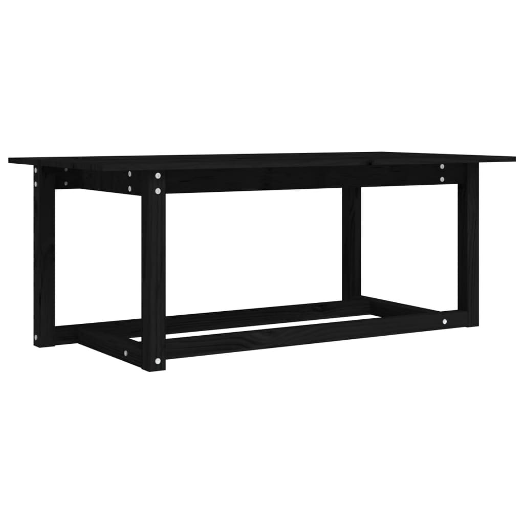 Fekete tömör fenyőfa dohányzóasztal 110 x 55 x 45 cm 2