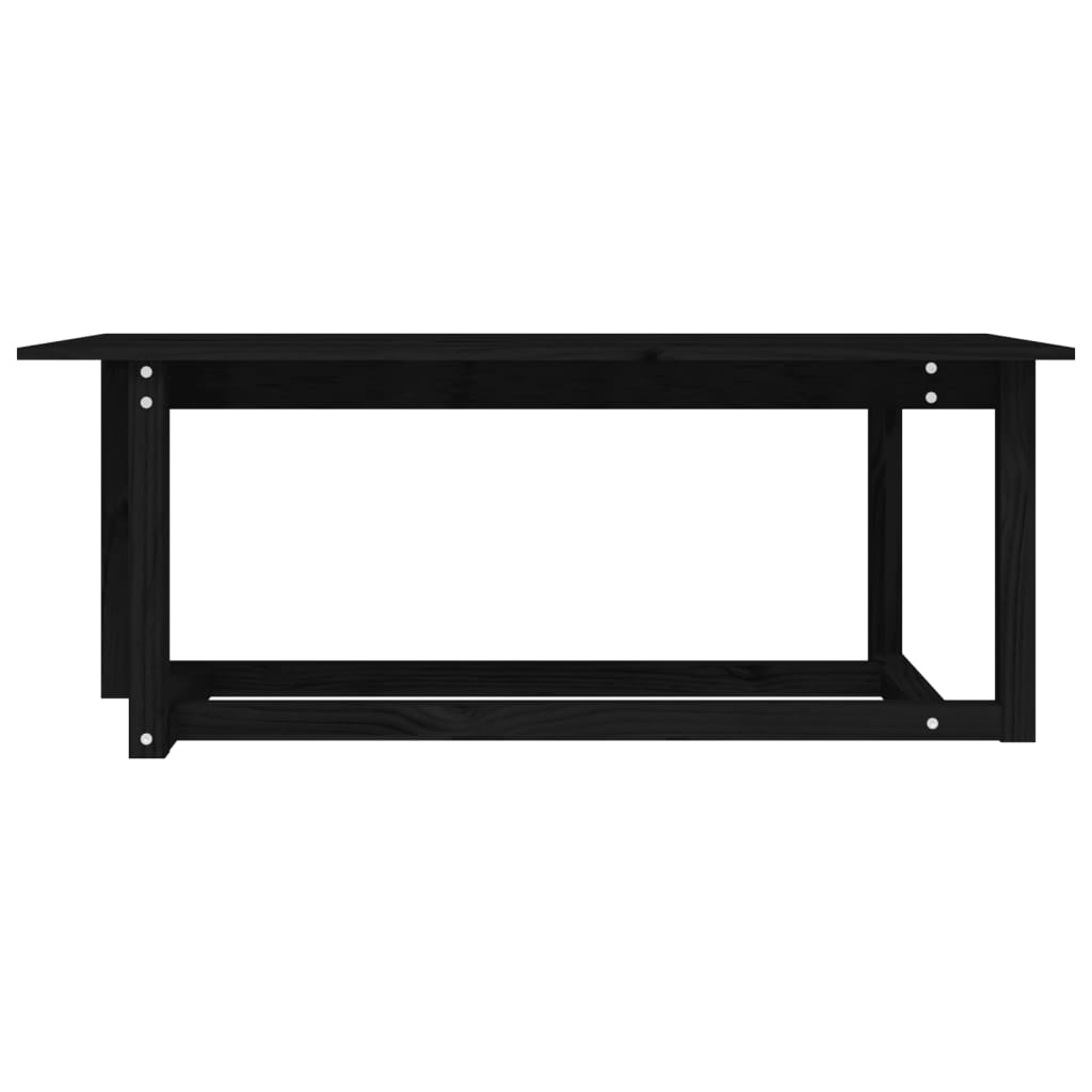 Fekete tömör fenyőfa dohányzóasztal 110 x 55 x 45 cm 3