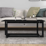 Fekete tömör fenyőfa dohányzóasztal 110 x 55 x 45 cm 5