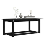 Fekete tömör fenyőfa dohányzóasztal 110 x 55 x 45 cm 6