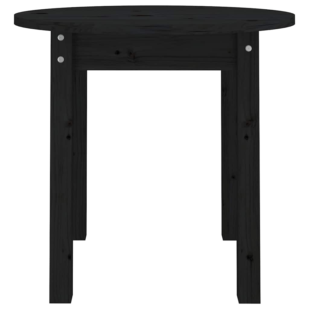 Fekete tömör fenyőfa dohányzóasztal Ø 45 x 40 cm 5