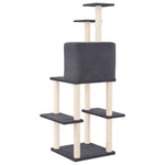 Sötétszürke macskabútor szizál kaparófával 144,5 cm 5