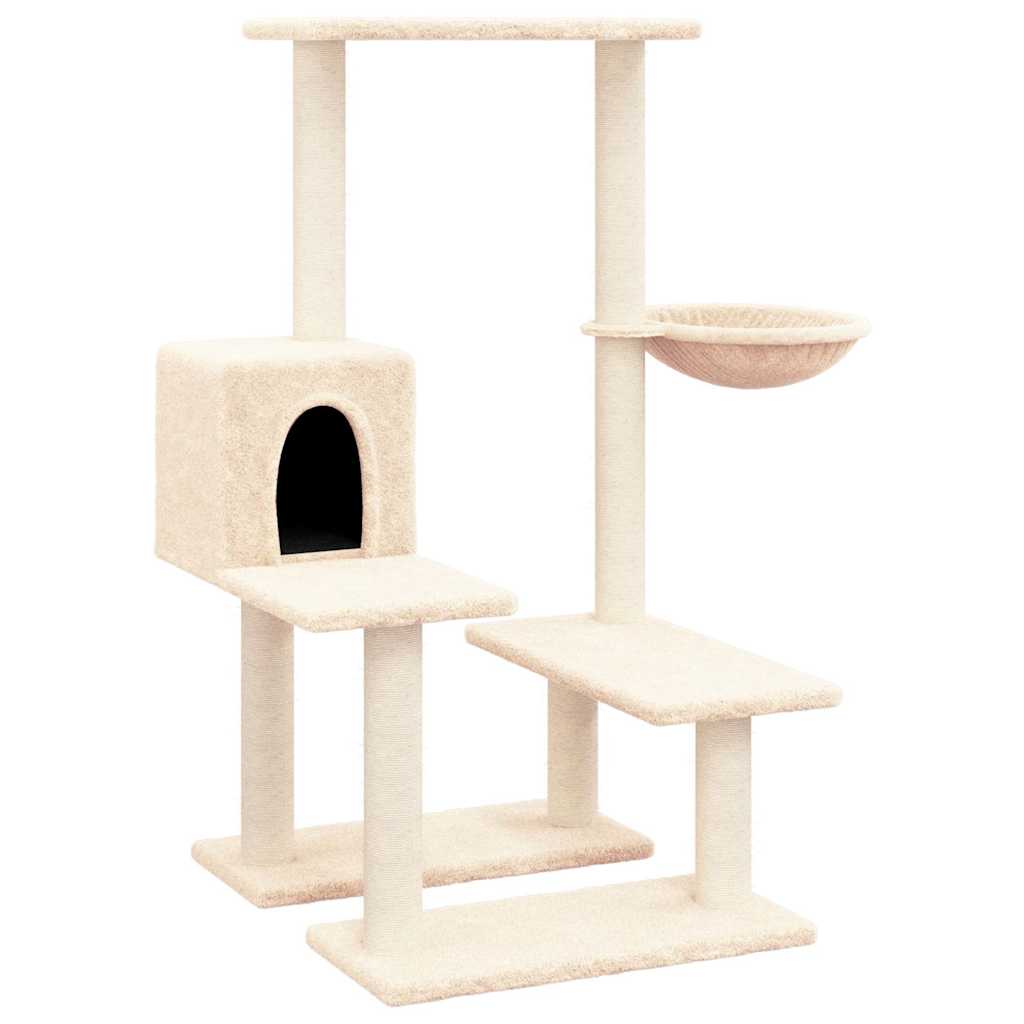 Krémszínű macskabútor szizál kaparófákkal 94,5 cm 2